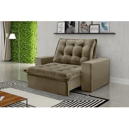 Sofá Retrátil e Reclinável Copacabana One Tecido Suede Bege com 1,70M - Razone Estofados - 1