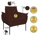 Ver imagem 4 de Poltrona Sofá Luxo Base Metal Preto Recepção Escritório Marrom