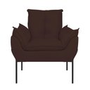 Ver imagem 6 de Poltrona Sofá Luxo Base Metal Preto Recepção Escritório Marrom