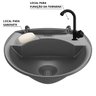 Pia Lavatório 4l Cinza + Sifão Sanfonado Universal + Torneira Preta + Engate Preto + Veda Rosca - 4