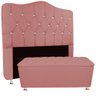 Conjunto Cabeceira King Atena C/ Báu Grécia 195 cm:Sued Rose - 1