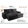 Sofá Retrátil e Reclinável Veneza Tecido Suede Preto com 2,10M - Razone Estofados - 2