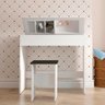 Penteadeira Pequena Mesa Escrivaninha Completa Espelho Divisões Banco MDP Branco 0741 - PRIME - 1