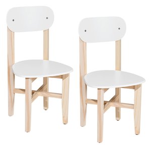 Kit 2 Cadeiras Colorê Infantil Assento e Encosto Branco Base em Madeira Maciça Pinus