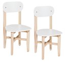 Ver imagem 1 de Kit 2 Cadeiras Colorê Infantil Assento e Encosto Branco Base em Madeira Maciça Pinus