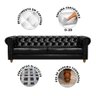 Sofá Para Barbearia 2,60M Chesterfield Living Corino Preto Shop JM - 3