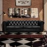 Sofá Para Barbearia 2,60M Chesterfield Living Corino Preto Shop JM - 1