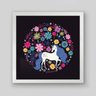 Quadro Infantil Unicorn Flowers - 30x30cm - Moldura Caixa Branco - 1