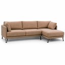 Ver imagem 1 de Sofá Sala de Estar Atena Chaise Direito Pés de Ferro 284cm 5 Lugares Linho Marrom Claro M1 - Monari 