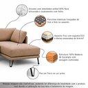 Ver imagem 4 de Sofá Sala de Estar Atena Chaise Direito Pés de Ferro 284cm 5 Lugares Linho Marrom Claro M1 - Monari 