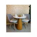 Ver imagem 2 de Mesa De Jantar Cone 60 Cm Base Madeira Freijó Tampo Laqueado Branco Cor Marrom