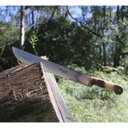 Ver imagem 3 de Faca Facão Mateiro Largo 14' Cabo Chifre Aço Carbono 1070 Lida Bainha De Couro