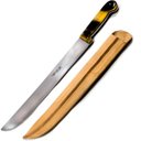 Ver imagem 4 de Faca Facão Mateiro Largo 14' Cabo Chifre Aço Carbono 1070 Lida Bainha De Couro