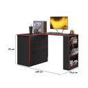 Ver imagem 3 de Cômoda com Mesa Giratória Gamer Preto Vermelho Qmovi