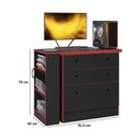 Ver imagem 2 de Cômoda com Mesa Giratória Gamer Preto Vermelho Qmovi