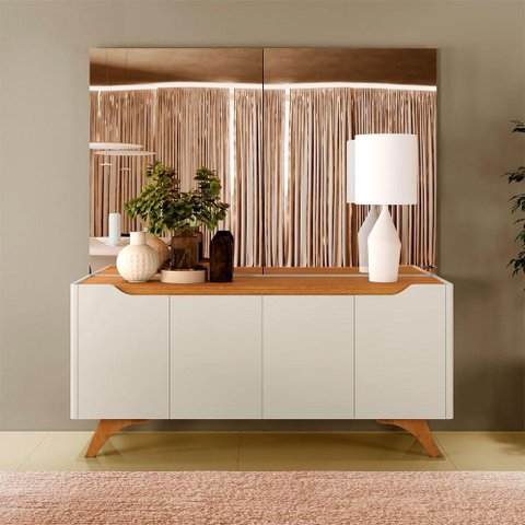 Buffet 4 Portas Grecia 1800 Mavaular Off White com Naturalle