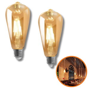 Kit 2 Lâmpada Filamento Led Retrô Decoração Vintage 4w Quente St64 Soquete Bocal E27