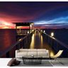 Papel De Parede Paisagem Noite Noturno Pier Praia Mar Gg741 - 2