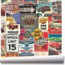 Papel De Parede Placas Garagem Vintage Kit 02 Rolos A258 - 1