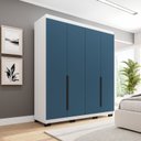 Ver imagem 1 de Guarda-Roupa Casal 4 Portas Bater Madrid Branco/Azul