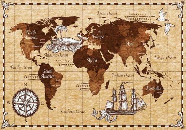 Papel De Parede Mapa Mundi Antigo Vintage Retro Gg860 - 2
