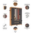 Ver imagem 3 de Guarda Roupa Solteiro 160cm com Espelho Doble Freijó/titanium - Albatroz