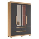 Ver imagem 1 de Guarda Roupa Solteiro 160cm com Espelho Doble Freijó/titanium - Albatroz