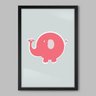 Quadro Infantil Elefante - 45x30cm - Moldura Caixa Preto - 1
