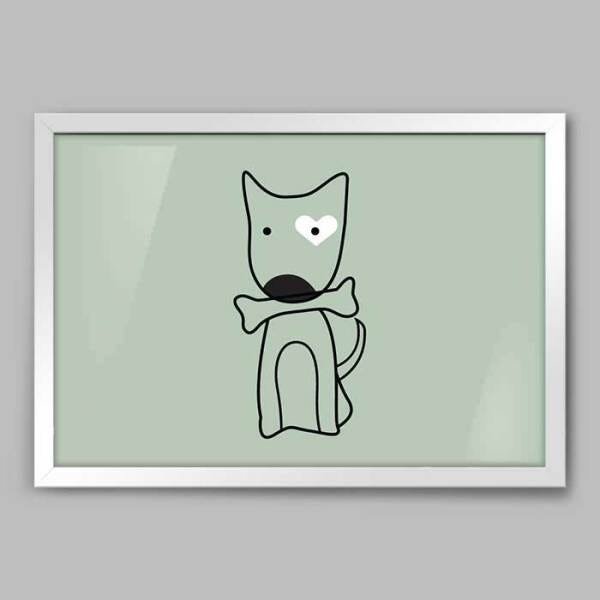 Quadro Infantil Sketch Animal 6 - 60x40cm - Moldura Padrão Branco - 1