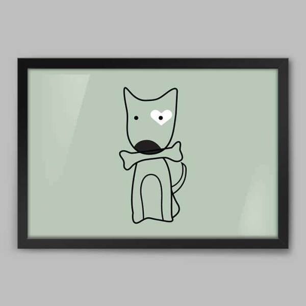 Quadro Infantil Sketch Animal 6 - 60x40cm - Moldura Caixa Preto - 1