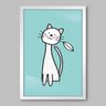 Quadro Infantil Cat Pattern 7 - 45x30cm - Moldura Caixa Branco - 1