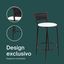 Ver imagem 4 de Kit 3 Banquetas para Balcão Cozinha Gourmet Junco Preto Bancada Ilha Banco 60cm Itagold