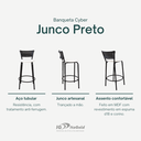 Ver imagem 3 de Kit 3 Banquetas para Balcão Cozinha Gourmet Junco Preto Bancada Ilha Banco 60cm Itagold