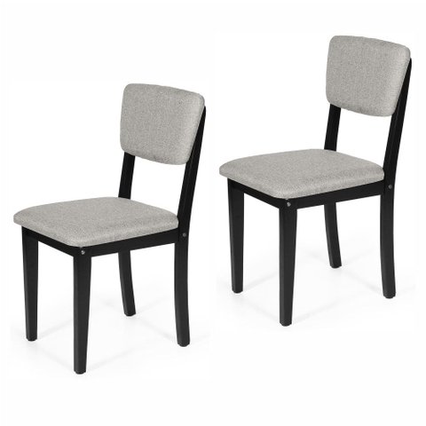 Kit 2 Cadeiras de Jantar Madeira Maciça Estofadas Ella Preto e Cinza Claro - Straub Web