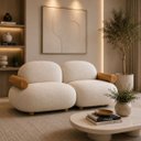 Ver imagem 2 de Sofá Leaf 180 cm 2 Lugares Orgânico Luxo Sala de Estar:Bouclê Off White
