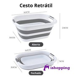 Cesto Roupas 26l Balde Retráti Bacia Dobrável Silicone - 10