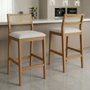 Ver imagem 6 de Kit 2 Banquetas Alta com Encosto Oiti Madeira Maciça Tauari Linho Cru Natuem