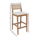 Ver imagem 3 de Kit 2 Banquetas Alta com Encosto Oiti Madeira Maciça Tauari Linho Cru Natuem