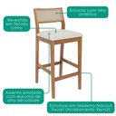 Ver imagem 4 de Kit 2 Banquetas Alta com Encosto Oiti Madeira Maciça Tauari Linho Cru Natuem
