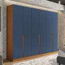 Ver imagem 1 de Guarda-roupa Casal Porto 6 Portas 4 Gavetas Freijó/azu L- Politorno