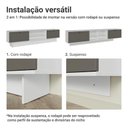 Ver imagem 5 de Rack Suspenso para Tv até 80 Polegadas 218 Cm 2 Portas Branco/cinza Vik Madesa