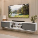 Ver imagem 1 de Rack Suspenso para Tv até 80 Polegadas 218 Cm 2 Portas Branco/cinza Vik Madesa
