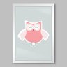 Quadro Infantil Corujinha - 45x30cm - Moldura Padrão Branco - 1