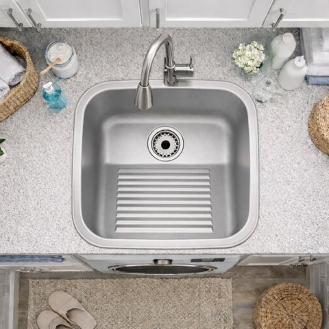 Tanque de Encaixe Tramontina 25l Aço Inox Escovado 40x40cm