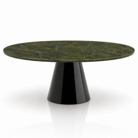 Mesa de Jantar Cone Oval 137x90 cm Tampo Mármore Vitória Régia Base Laca Preta