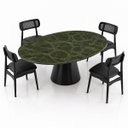 Ver imagem 3 de Mesa de Jantar Cone Oval 137x90 cm Tampo Mármore Vitória Régia Base Laca Preta