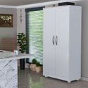 Ver imagem 6 de Armário Pequeno para Escritório 2 Portas Multifuncional Puxador Metálico:branco