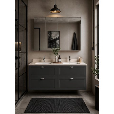 Gabinete para Banheiro com Armário 160cm Retro MDF Grafite Milano - On Móveis