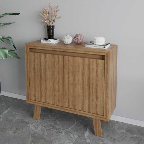 Balcão para Escritório 90cm X 87cm com 2 Portas e Prateleira Cor:amêndoa
