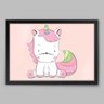 Quadro Infantil Cartoon Unicorn - 20x30cm - Moldura Padrão Preto - 1